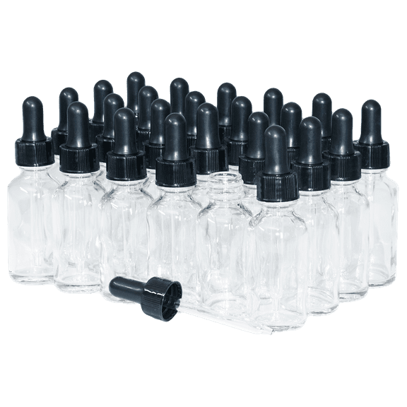 1 oz. Clear Boston Round with Black Nitrile Glass Dropper (20/400) (V23) (V5)