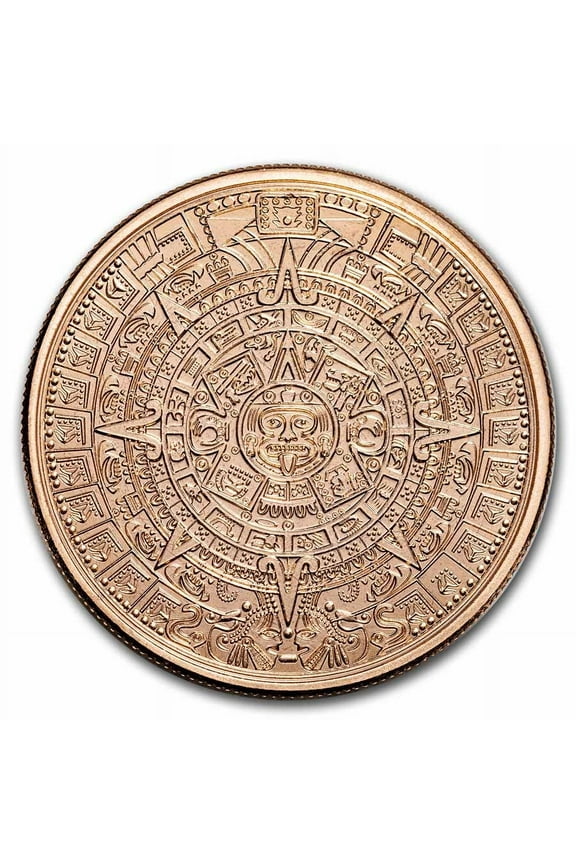 1 oz Copper Round - Aztec Calendar and Pyramid