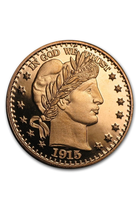 1 oz Copper Round - Barber Half Dollar