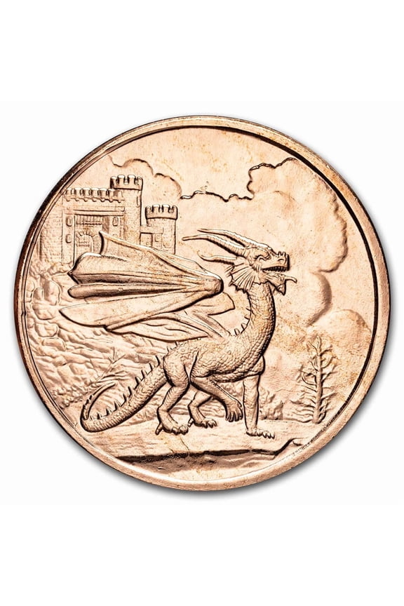 1 oz Copper Round - Celtic Lore: Welsh Red Dragon