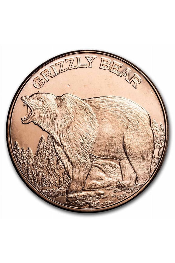 1 oz Copper Round - Grizzly Bear