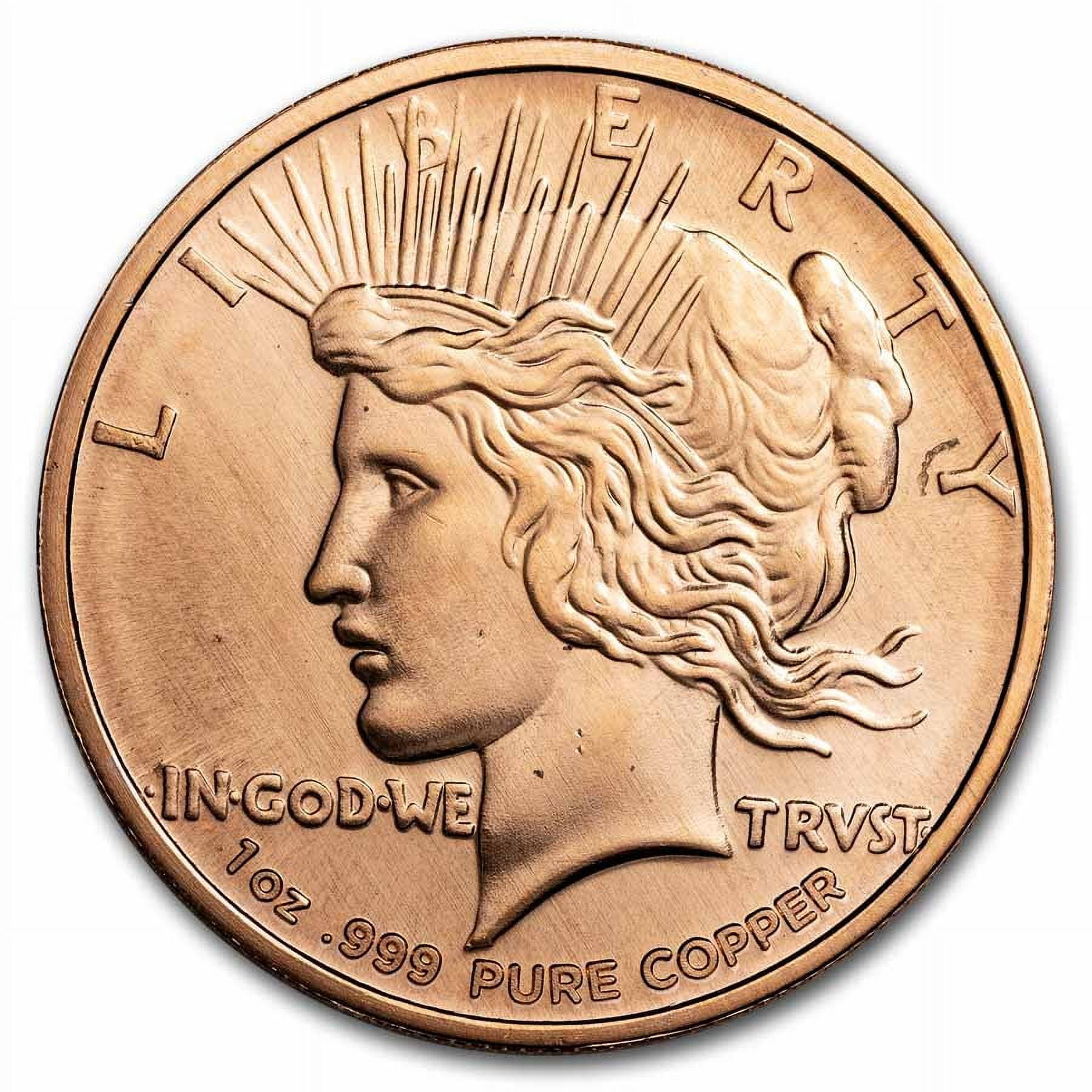 9FINE MINT 1 oz Copper Round - Peace Dollar