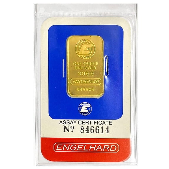 1 oz Engelhard Gold Vintage Bar .9999 Fine (With/in Assay)