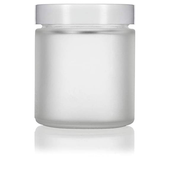 1 oz Frosted Clear Straight Sided Glass Jar with White Foam Lined Lid (12 Pack)