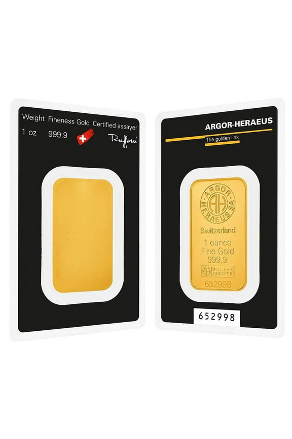 1 oz Gold Bar - Argor-Heraeus .9999 Fine (in Assay)