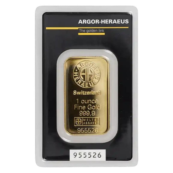 1 oz Gold Bar - Argor-Heraeus .9999 Fine (in Assay)