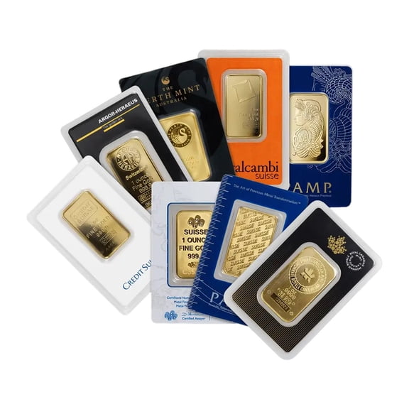 1 oz Gold Bar - Random Design w/ Assay Card