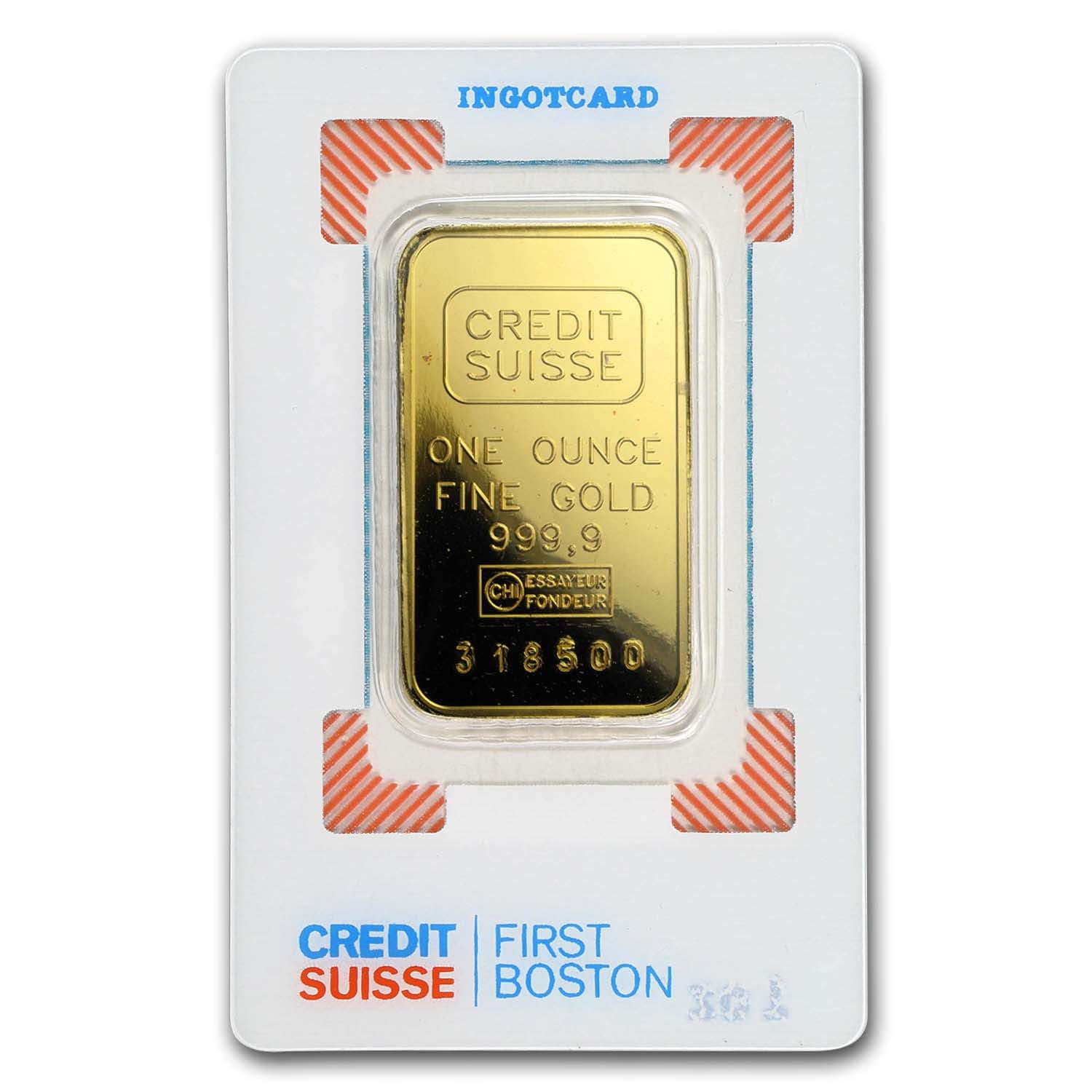 Credit Suisse 1 oz .9999 Fine Gold Bar - Vintage Boston