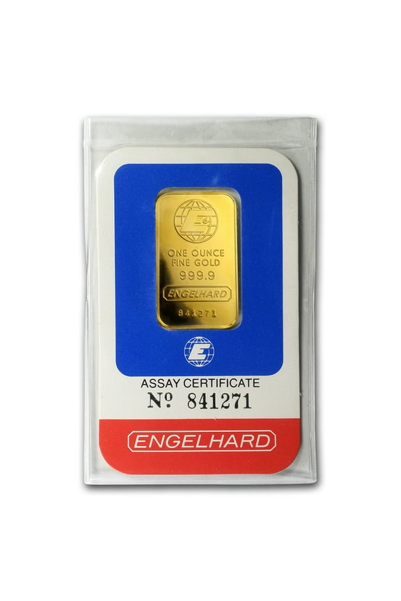 1 oz Gold Bar - Engelhard ('E' logo, In Assay Card)
