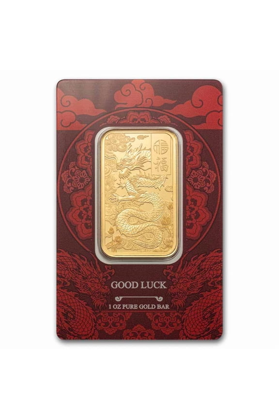 2025 1 oz Gold Bar  PAMP Good Luck Yellow Dragon (Assay)