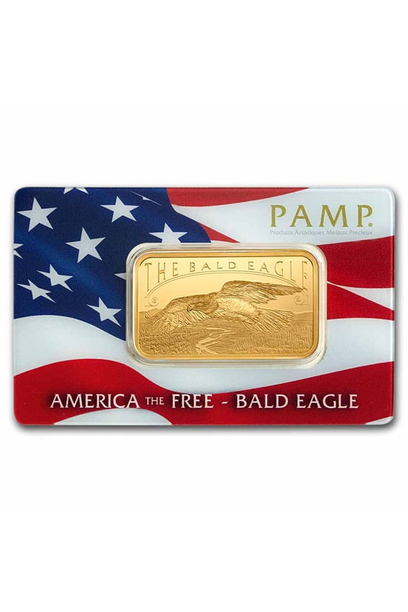 1 oz Gold Bar PAMP America the Free Bald Eagle (Assay)