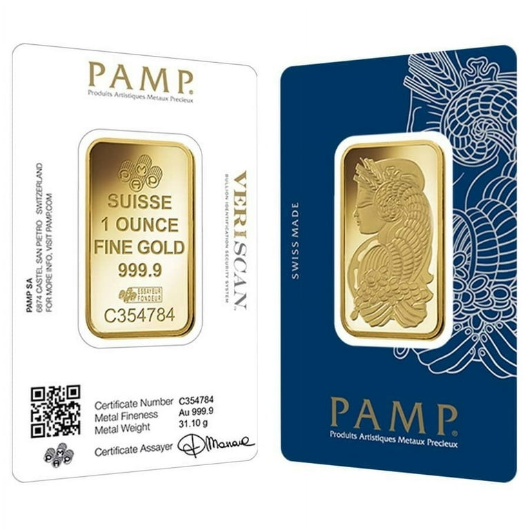 PAMP Suisse 1 oz Gold Bar - Lady Fortuna Veriscan .9999 Fine