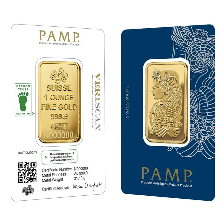 金の小判 999.9 GOLD PAMP Suisse 1 oz Gold Bar, Lady Fortuna Veriscan, Carbon Neutral