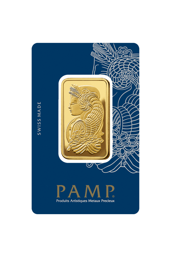 1 oz Gold Bar - PAMP Suisse Lady Fortuna Veriscan In Assay