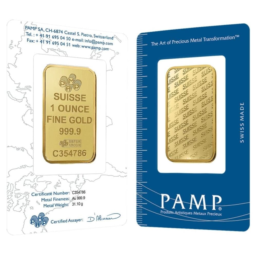 1 oz Gold Bar - PAMP Suisse - New Design (in Assay)