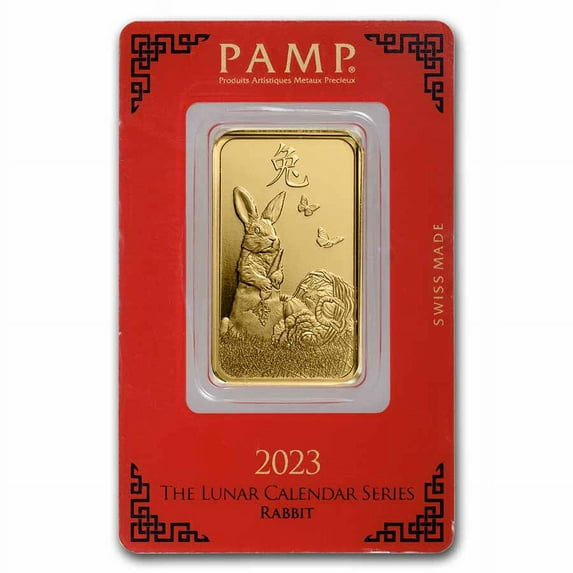 2023 1 oz Gold Bar - PAMP Suisse Year of the Rabbit (In Assay)