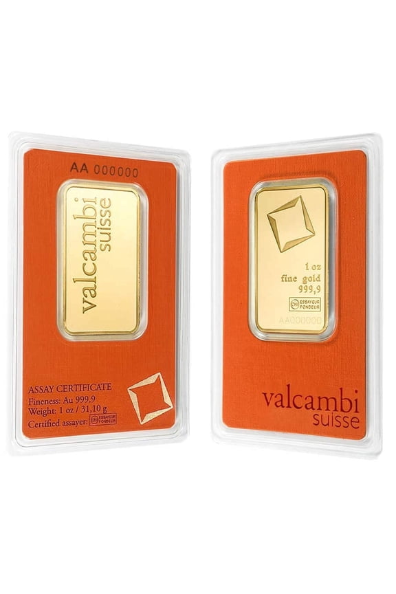 1 oz Gold Bar Valcambi Suisse .9999 Fine (in Assay)