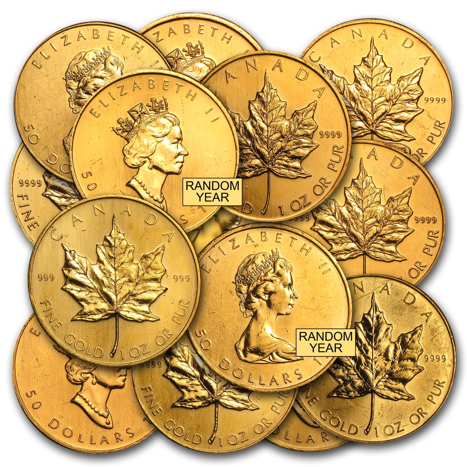 Royal Canadian Mint Gold Bullion Canadian Maple Leaf Coin, Abrasions, 1 oz of .9999 Fine Gold