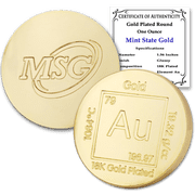 1 oz Gold Plated Round 18K Paperweight - Element Design with Certificate of Authenticity