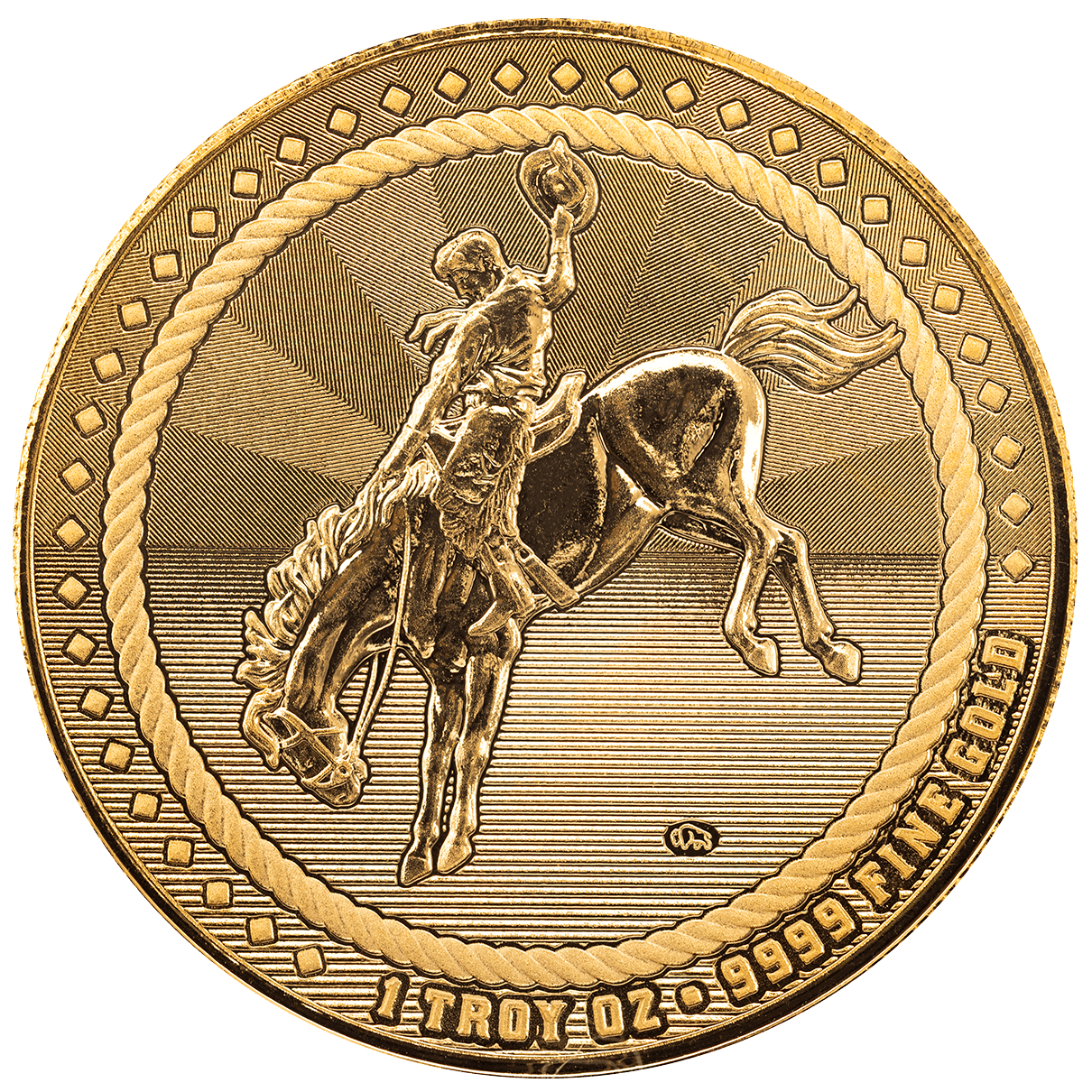 1 oz Gold Round - Scottsdale Mint Cowboy .9999 Fine Gold Bullion Round w/ Buffalo Privy