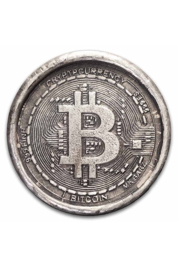 1 oz Hand Poured Silver Round - Bitcoin