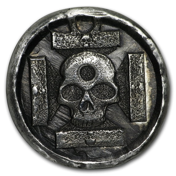1 oz Hand Poured Silver Round - Iron Cross Skull
