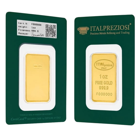 1 oz Italpreziosi Italian Gold Bar .9999 Fine (in Assay)