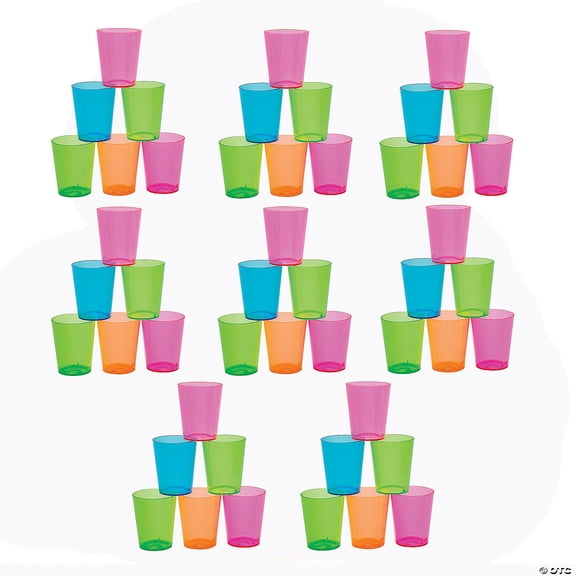 1 oz. Mega Bulk 200 Count Multicolor Neon Plastic Shot Glasses