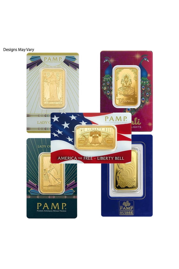 1 oz PAMP Suisse Gold Bar .9999 Fine Random Design (in Assay)