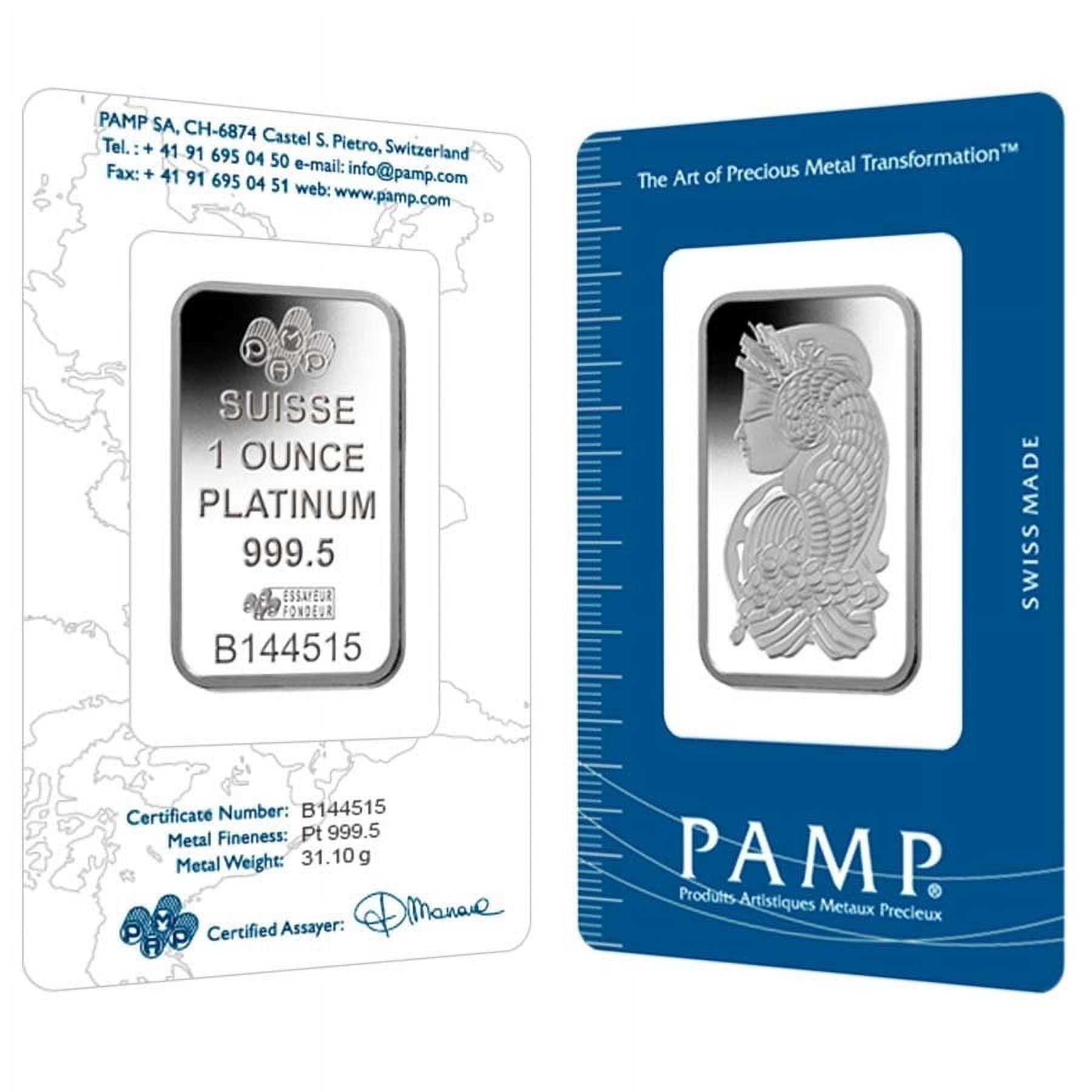 1 oz PAMP Suisse Lady Fortuna Platinum Bar .9995 Fine (in Assay)