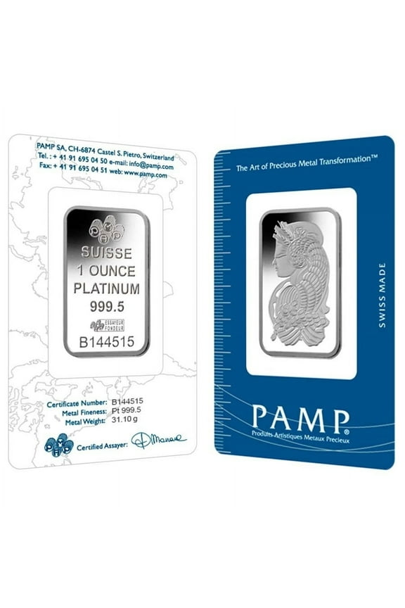1 oz PAMP Suisse Lady Fortuna Platinum Bar .9995 Fine (in Assay)