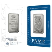 1 oz PAMP Suisse Lady Fortuna Platinum Bar .9995 Fine in Assay