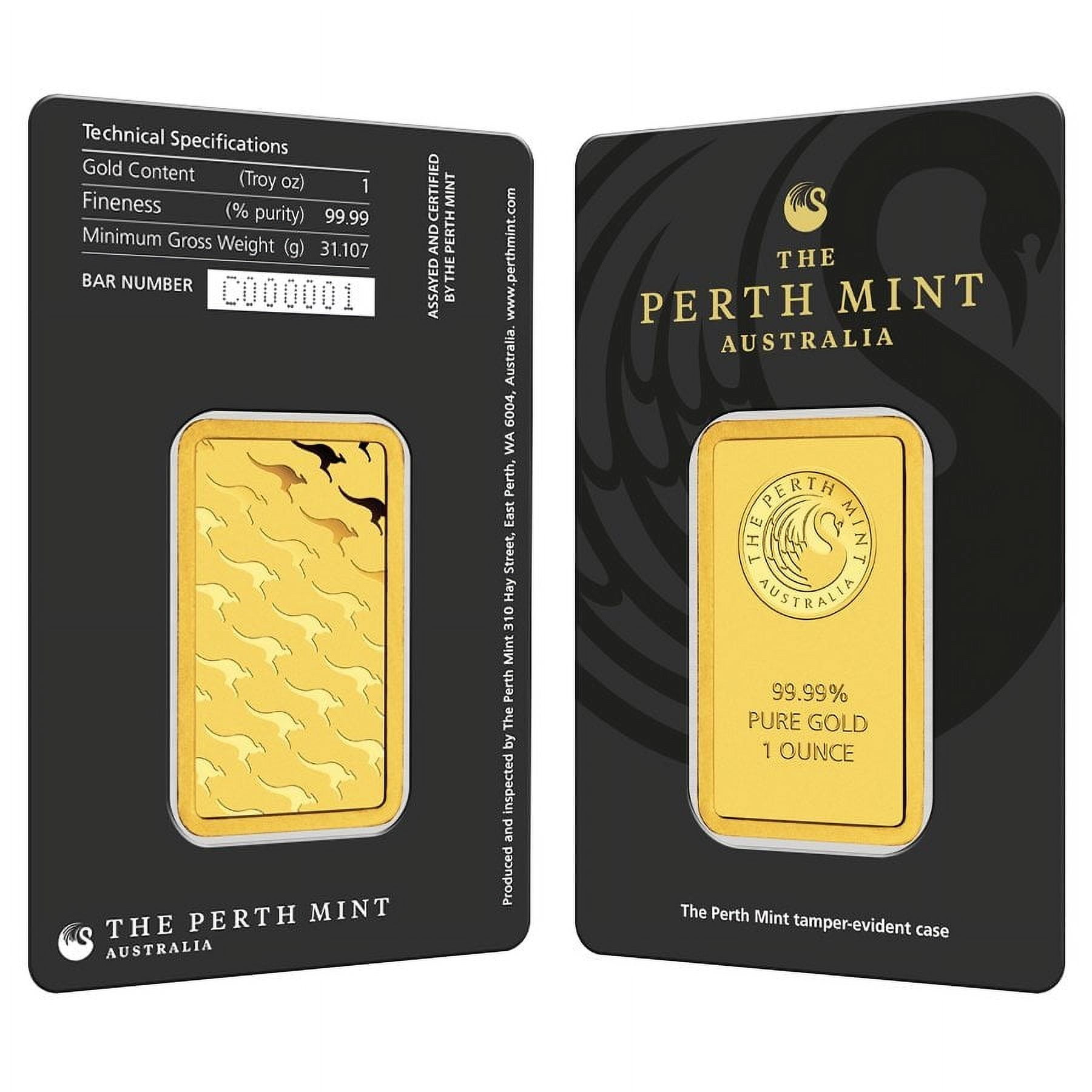 1 oz Perth Mint Gold Bar .9999 Fine (in Assay)