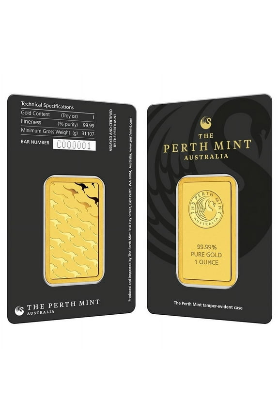 1 oz Perth Mint Gold Bar .9999 Fine (in Assay)