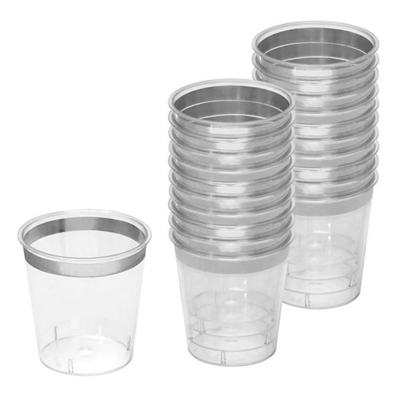 1 oz Plastic Shot Glasses - Clear Disposable Cups with Silver Rim - 1240 Count - Party Supplies for Weddings, Events, & Celebrations
