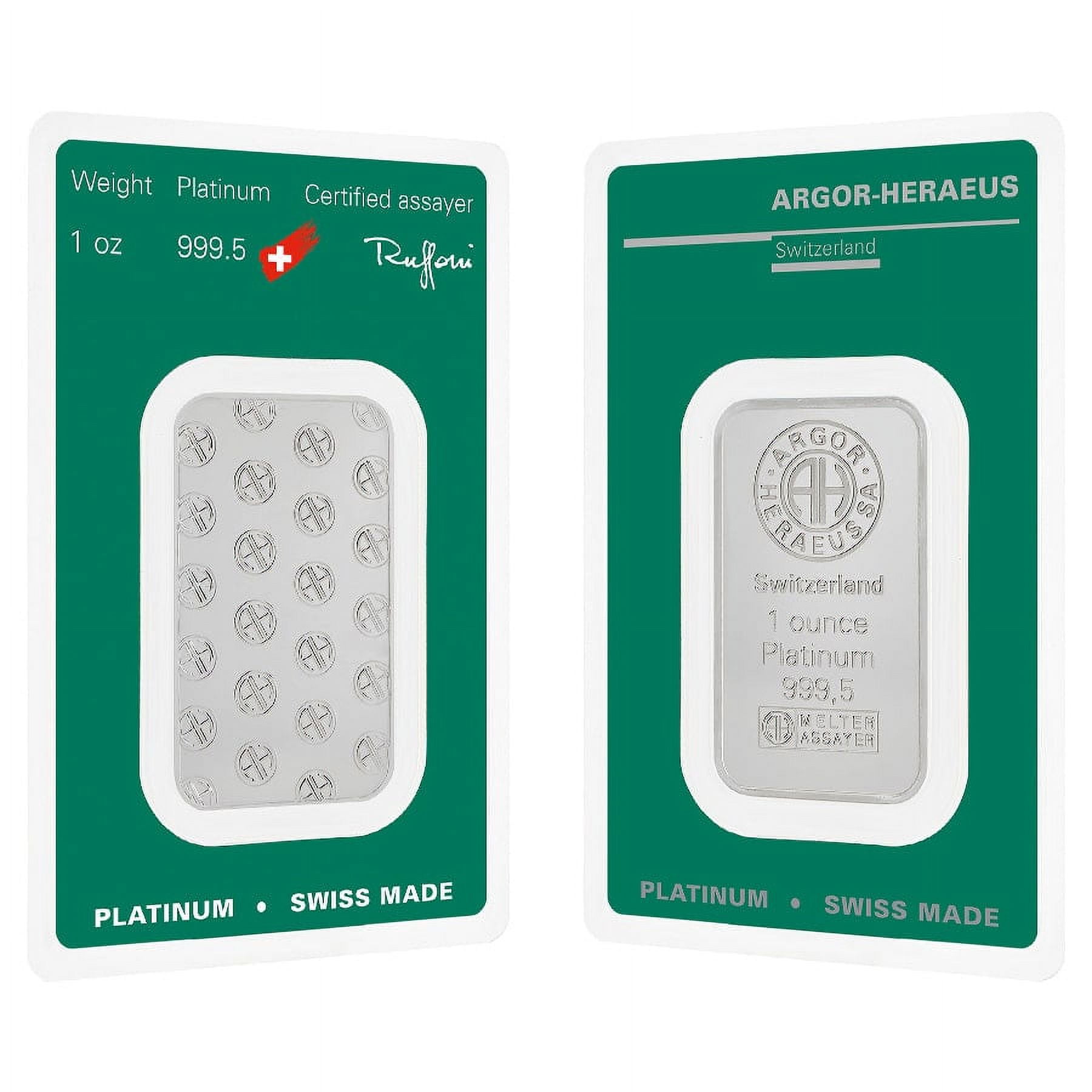 1 oz Platinum Bar - Argor-Heraeus .9995 Fine (in Assay)