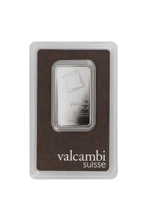 1 oz Platinum Valcambi Bar with Assay Card