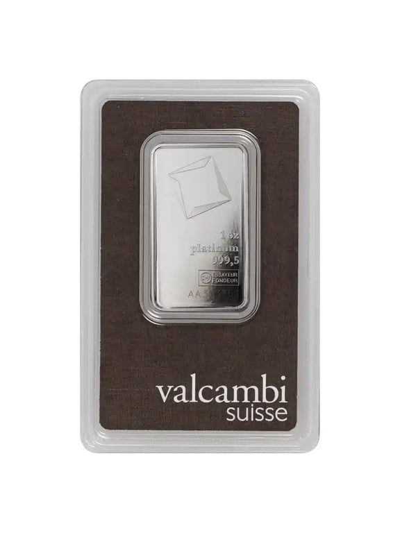 1 oz Platinum Valcambi Bar w/ Assay Card