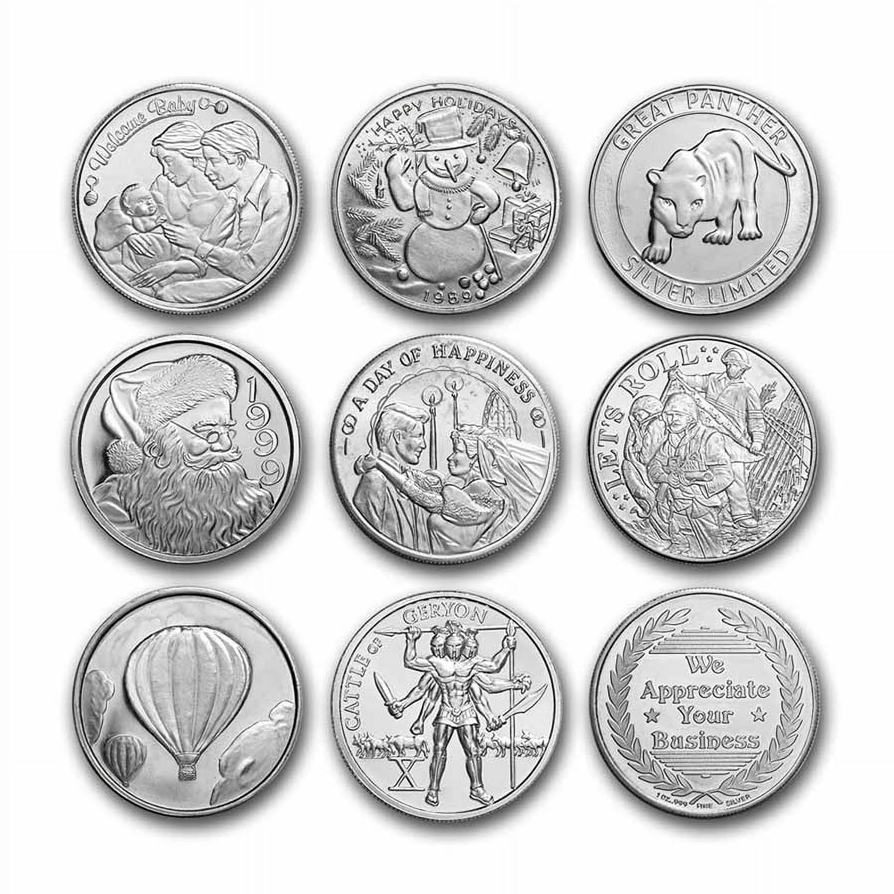Random Silver Design 1 oz Silver Art Round - Random Vintage Design - Walmart.com