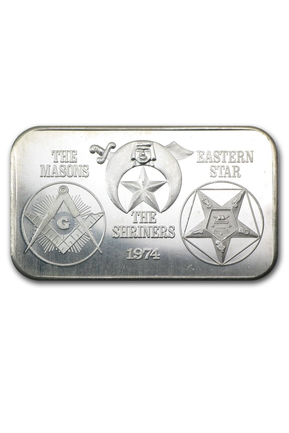 1 oz Silver Bar - 1974 Masons/Shriners/Eastern Star