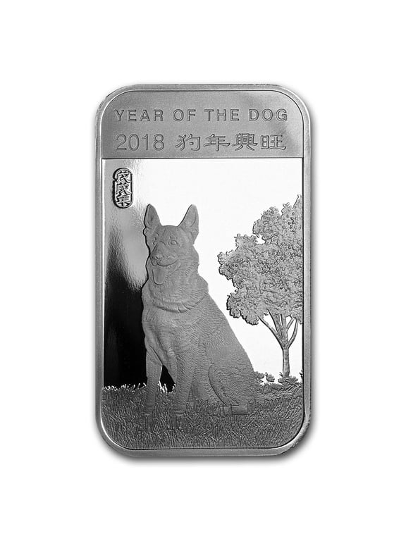 1 oz Silver Bar - APMEX (2018 Year of the Dog)