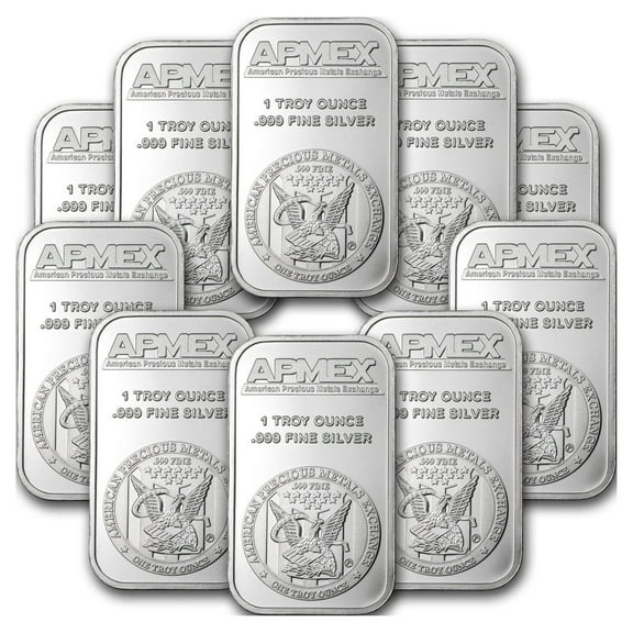 1 oz Silver Bar - APMEX (Lot of 10 Bars)