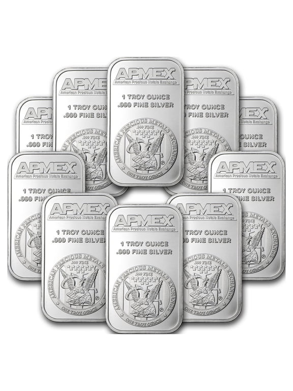 1 oz Silver Bar - APMEX (Lot of 10 Bars)