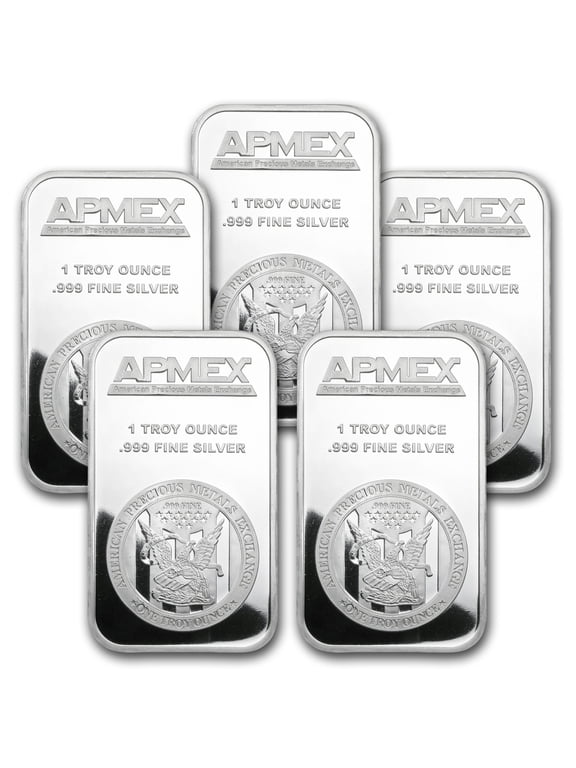 1 oz Silver Bar - APMEX (Lot of 5 Bars)