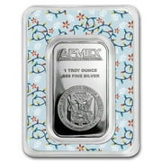 1 oz Silver Bar - APMEX w/Festive Holiday Lights Card, In TEP