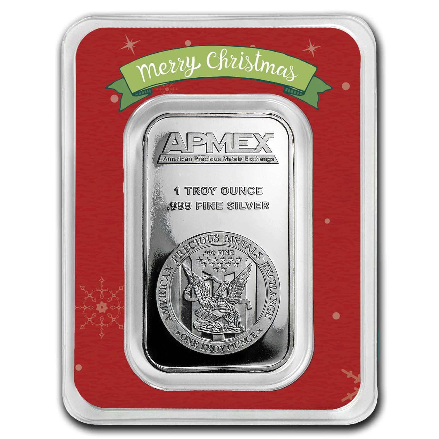 1 oz Silver Bar - APMEX (w/Red Merry Christmas Card, In TEP)