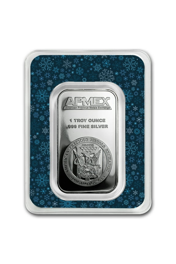 1 oz Silver Bar - APMEX (w/Snowflakes Card, In TEP)
