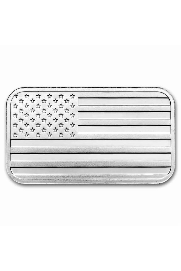 1 oz Silver Bar - American Flag Design (Eagle Back)