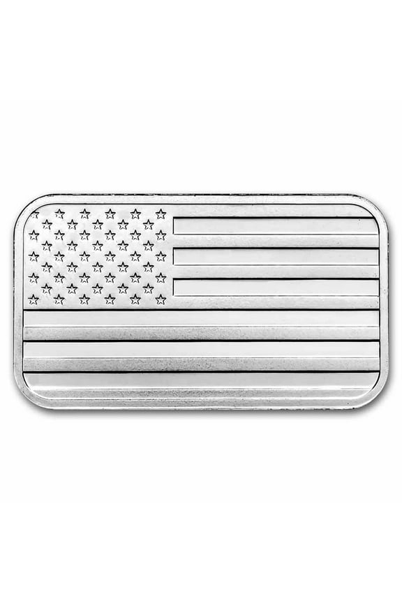 1 oz Silver Bar - American Flag Design (Eagle Back)