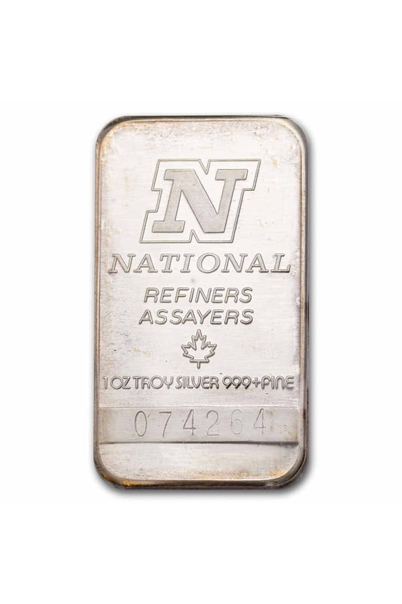 1 oz Silver Bar - Nat. Refiners-Assayers (Canada, Orig Plastic)
